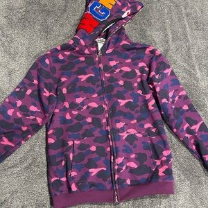 BAPE Color Camo Shark Full Zip Hoodie 'Purple'